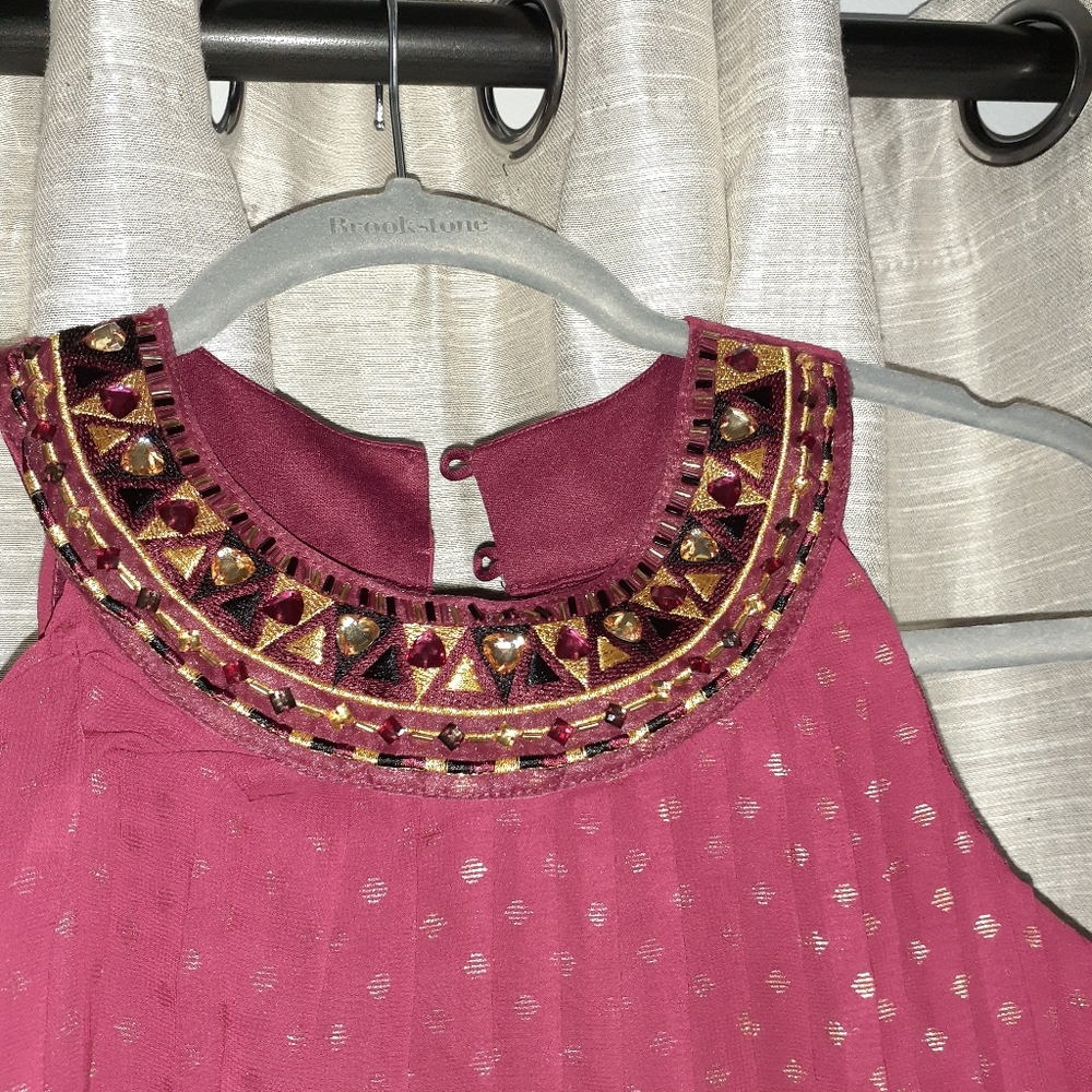 Blush burgundy and gold chiffon tunic